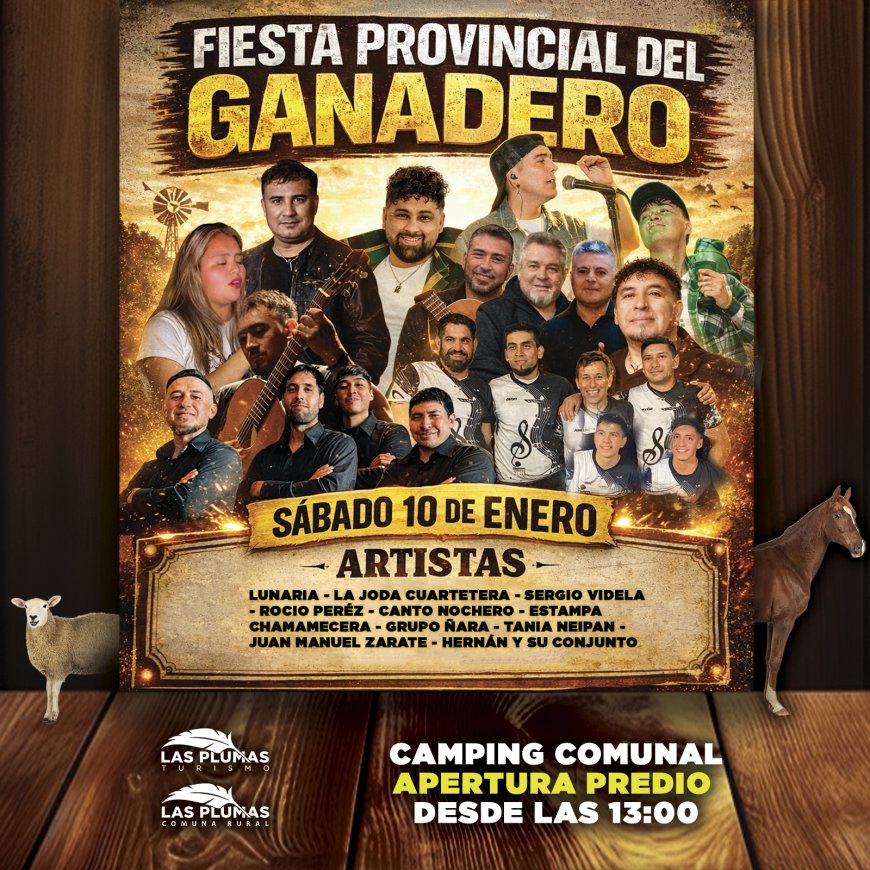 Las Plumas celebrará el sábado 10 la XIX Fiesta Provincial del Ganadero