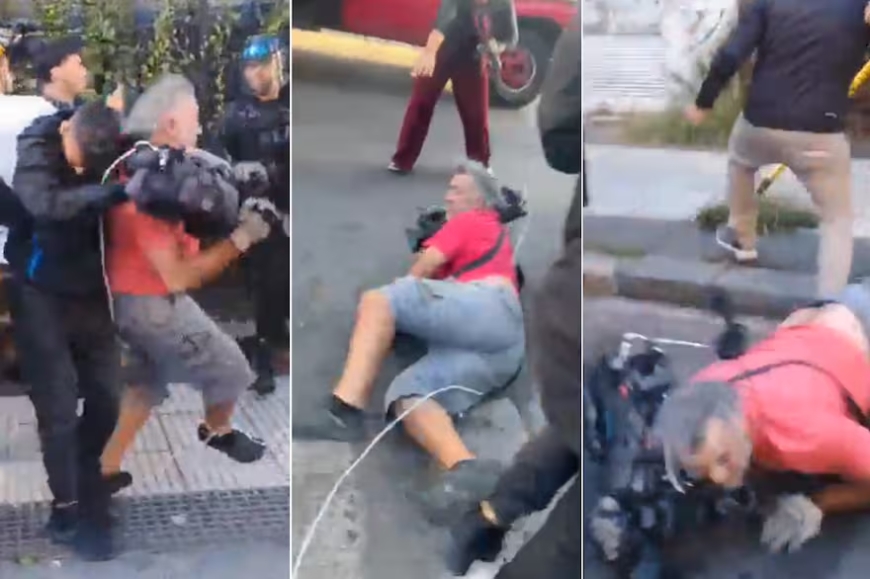 Agredieron a trabajadores de prensa frente al Congreso: gas pimienta, empujones y un camarógrafo demorado